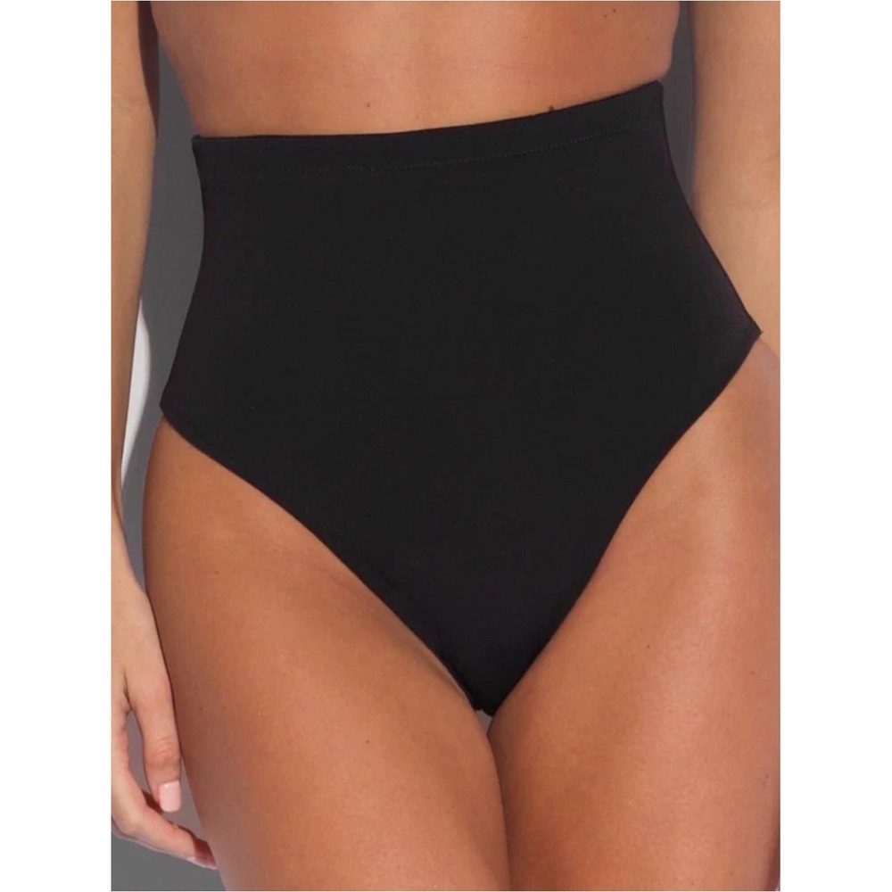 TA3 Hi Cut Kini Bikini Bottom Black High Waisted Sculpting Shapewear Small NWT